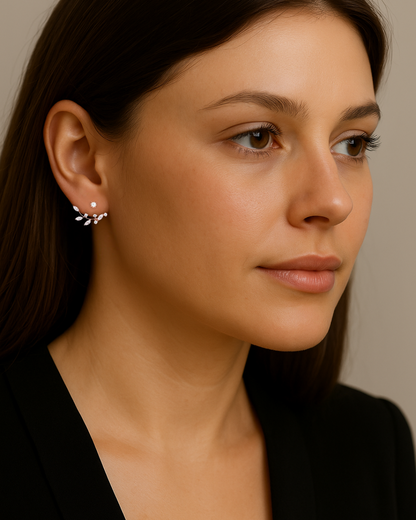 Pendientes Fiorelle – Pendientes de botón florales con circonitas | Oro, Oro Rosa y Plata | Serenyah