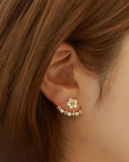 Pendientes Fiorelle – Pendientes de botón florales con circonitas | Oro, Oro Rosa y Plata | Serenyah