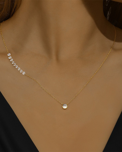 Conjunto Luna D'Oro – Collar y Pulsera Chapados en Oro de Plata 925 con Circonita Cúbica | Serenyah