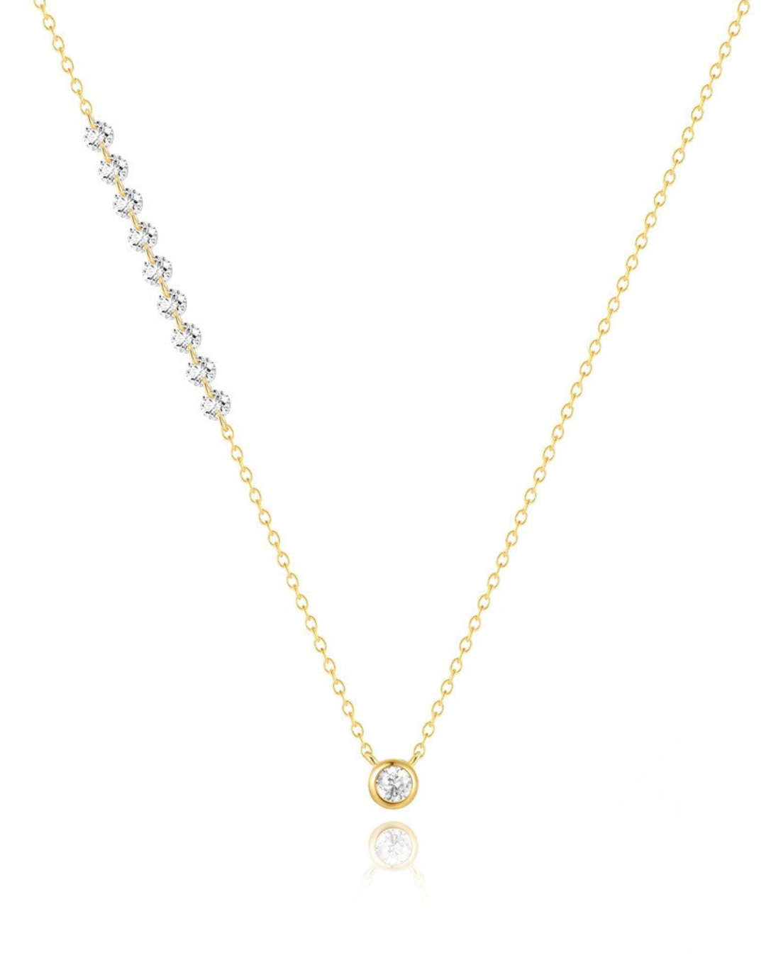 Conjunto Luna D'Oro – Collar y Pulsera Chapados en Oro de Plata 925 con Circonita Cúbica | Serenyah