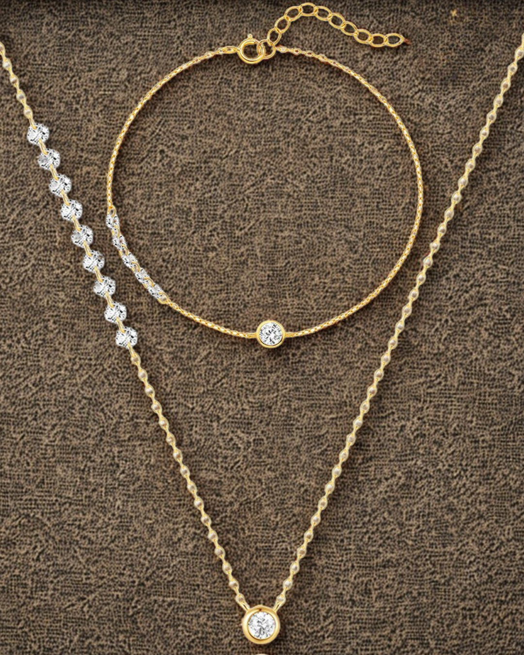 Conjunto Luna D'Oro – Collar y Pulsera Chapados en Oro de Plata 925 con Circonita Cúbica | Serenyah