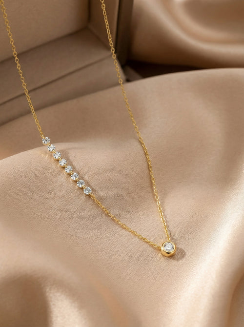 Conjunto Luna D'Oro – Collar y Pulsera Chapados en Oro de Plata 925 con Circonita Cúbica | Serenyah