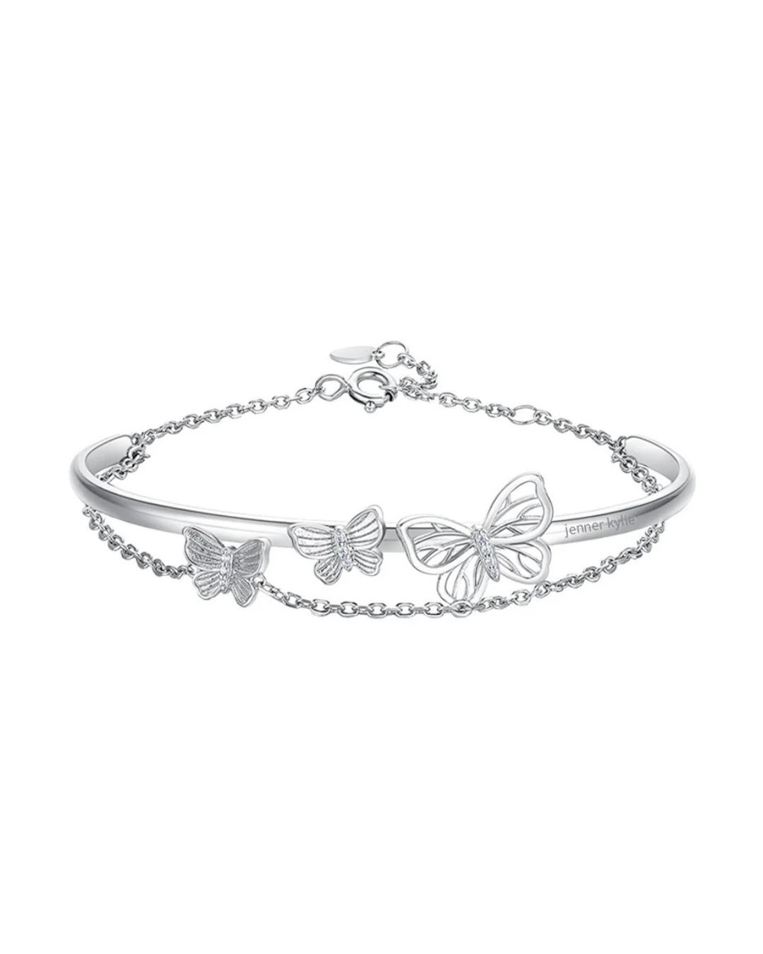 Monarque Argenté – Pulsera Mariposa Plateada para Mujer | Brazalete Mariposa Doble 3D | Serenyah