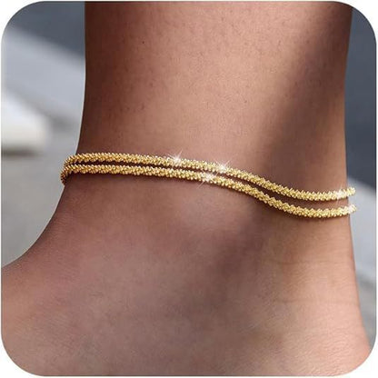 Tobillera en capas Nicea – Tobillera minimalista de oro y perlas de Serenyah