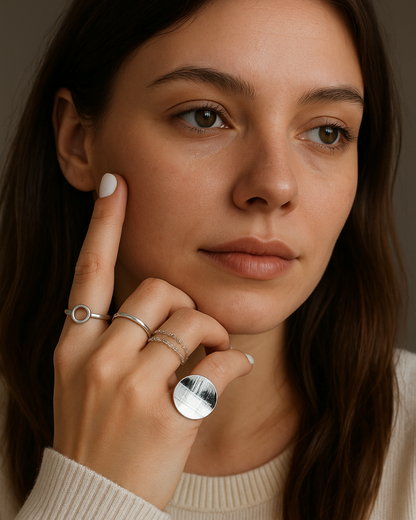 Ornys Set – 5-Piece Geometric Ring Set in Gold or Silver | Modern Minimalist Stacking Rings