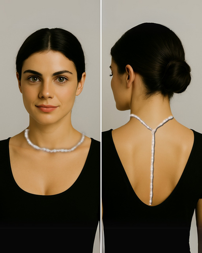 Collar de perlas en cascada para espalda | Joyas de novia de perlas y cristales – Serenyah
