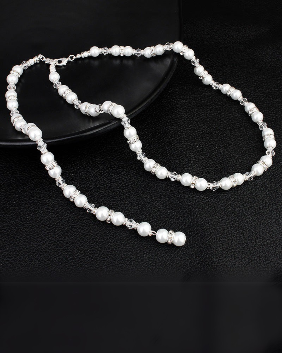 Collar de perlas en cascada para espalda | Joyas de novia de perlas y cristales – Serenyah