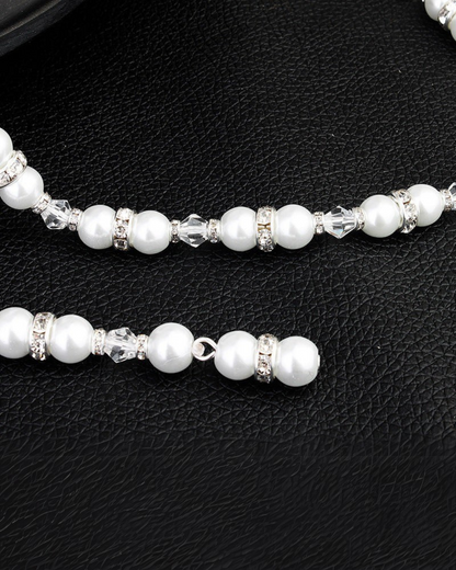 Collar de perlas en cascada para espalda | Joyas de novia de perlas y cristales – Serenyah