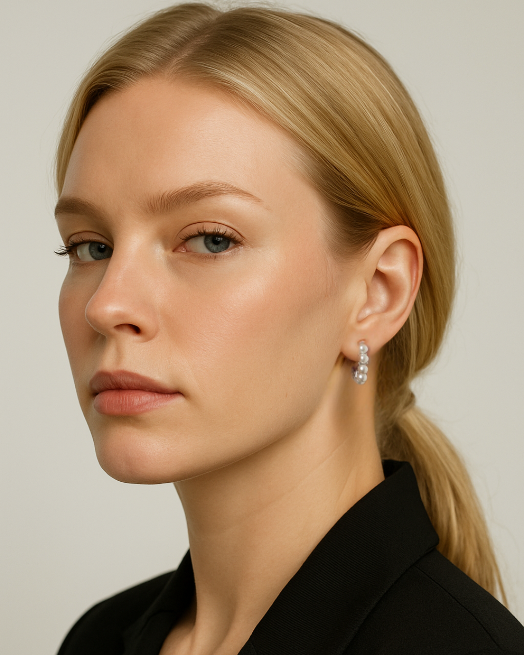 Perla Halo Pearl Huggie Earrings in 925 Sterling Silver | Serenyah