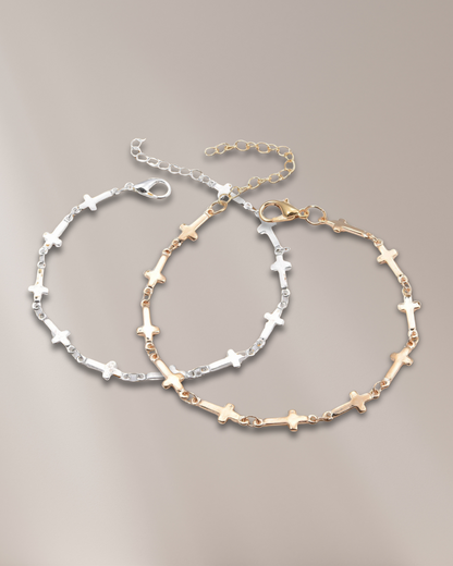Croce Fine – Dainty Cross Link Bracelet for Women | Gold & Silver | Serenyah