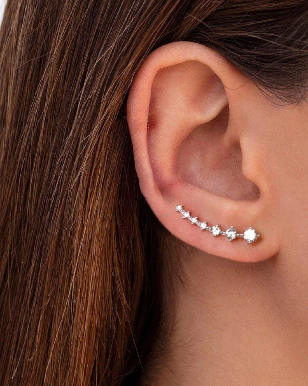 Arcos Rivoli – Pendientes trepadores de circonita de plata 925 | Oro y oro blanco | Serenyah