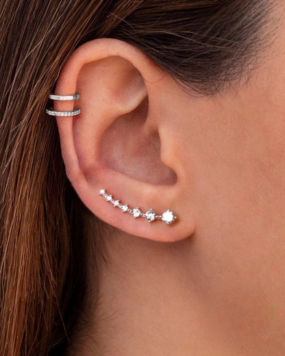 Arcos Rivoli – Pendientes trepadores de circonita de plata 925 | Oro y oro blanco | Serenyah