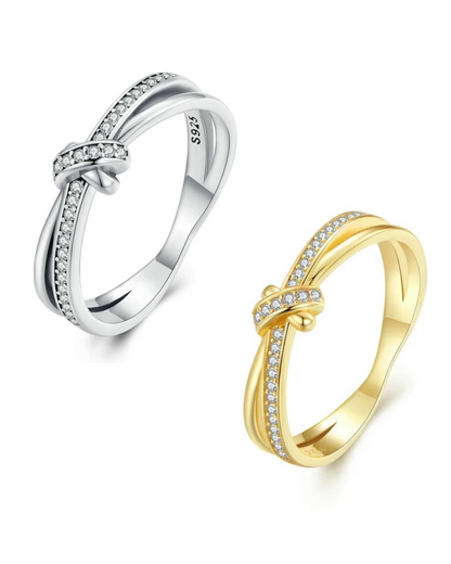 Soléa Ring – 925 Sterling Silver Knot Ring with Zirconia | Gold & Silver | Symbol of Union