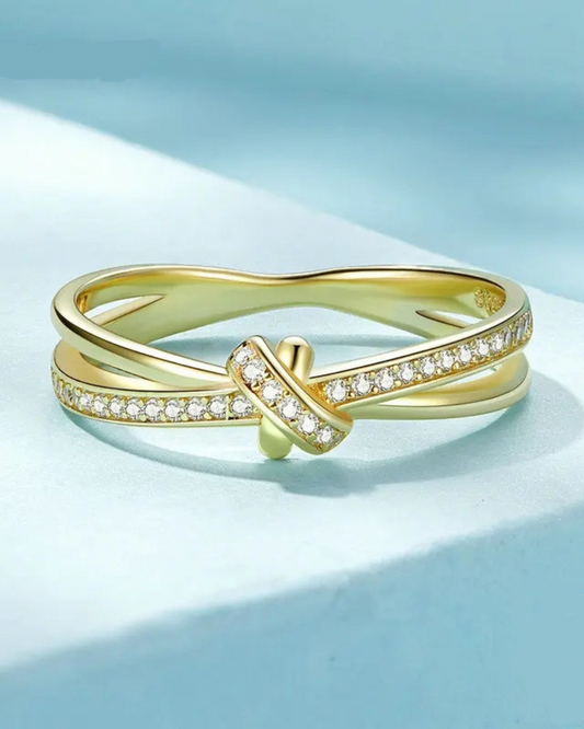 Anillo Soléa – Anillo de Nudo de Plata de Ley 925 con Circonita | Oro y Plata | Símbolo de Unión