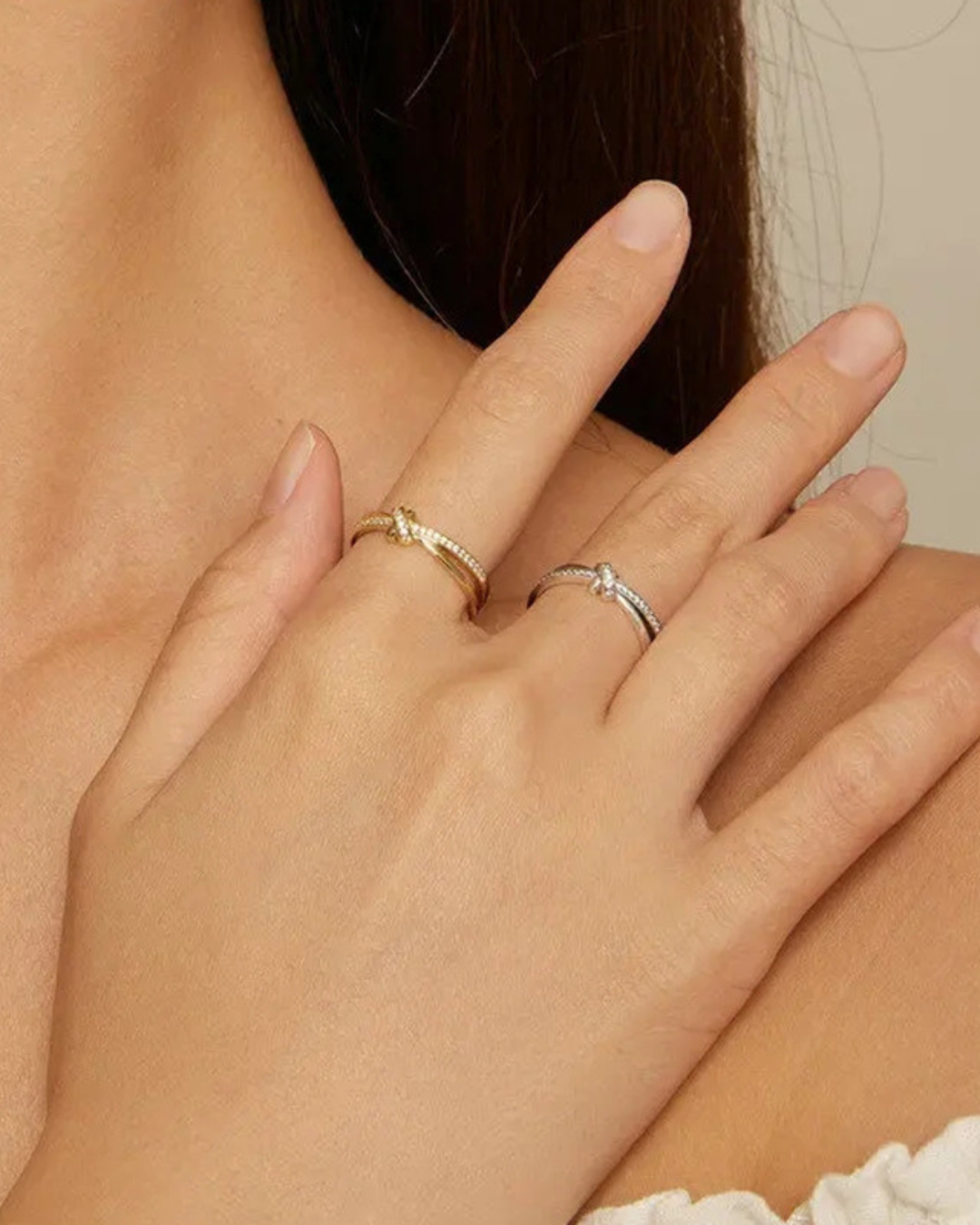 Soléa Ring – 925 Sterling Silver Knot Ring with Zirconia | Gold & Silver | Symbol of Union