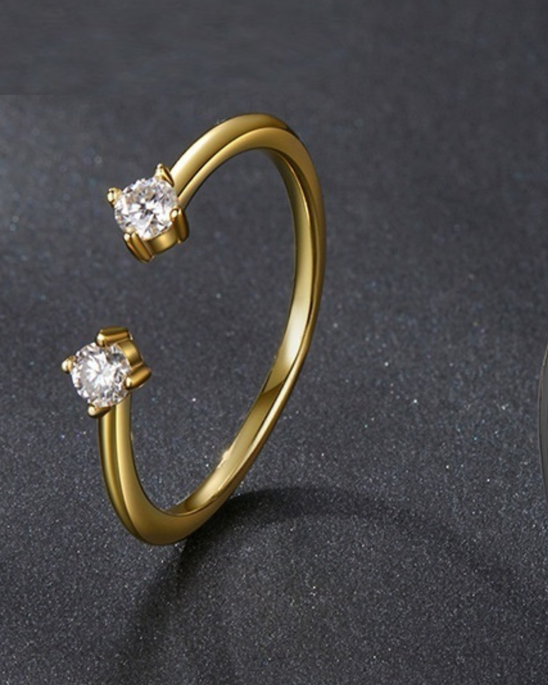 Anillo Sorellé – Anillo abierto de plata 925 con doble circonita | Oro y plata | Serenyah