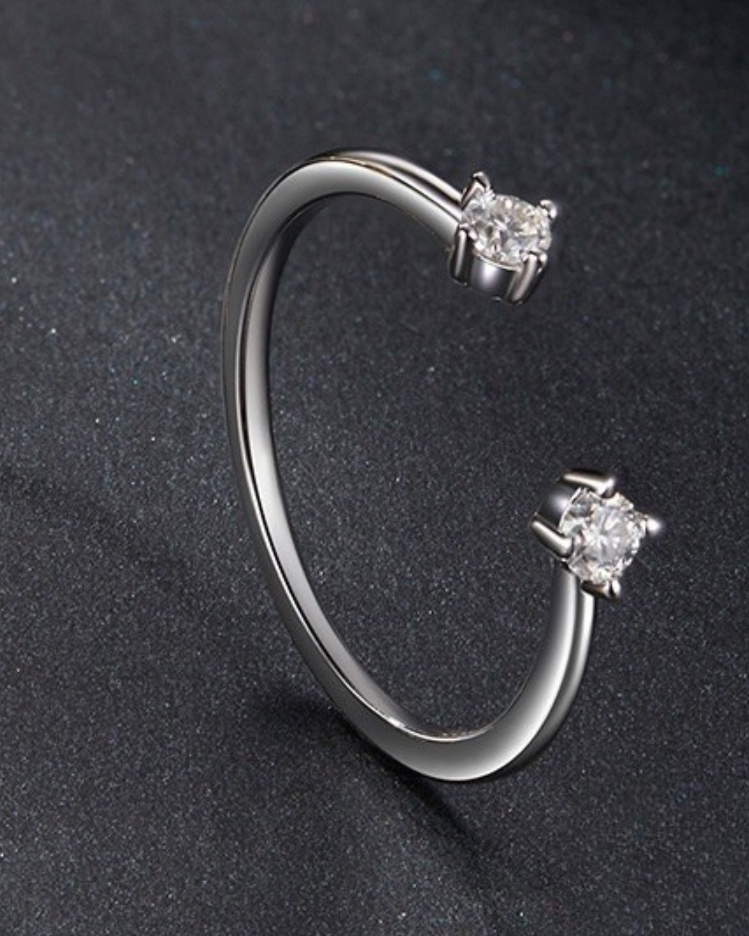 Anillo Sorellé – Anillo abierto de plata 925 con doble circonita | Oro y plata | Serenyah