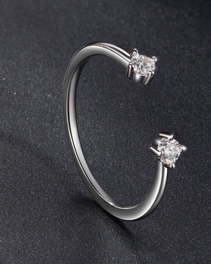 Anillo Sorellé – Anillo abierto de plata 925 con doble circonita | Oro y plata | Serenyah