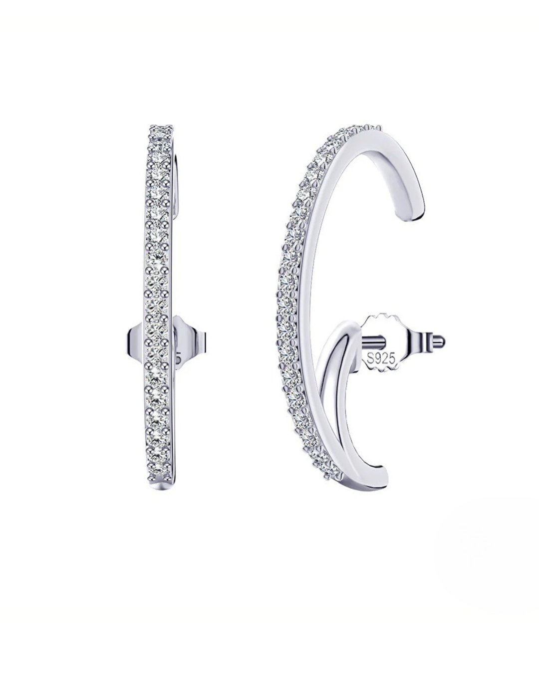 Pendientes Vega Arc Trepadores | Plata de Ley 925 con Baño de Oro de 14K o Platino