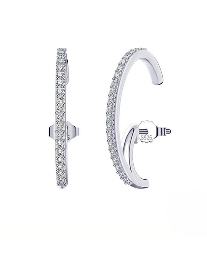Pendientes Vega Arc Trepadores | Plata de Ley 925 con Baño de Oro de 14K o Platino