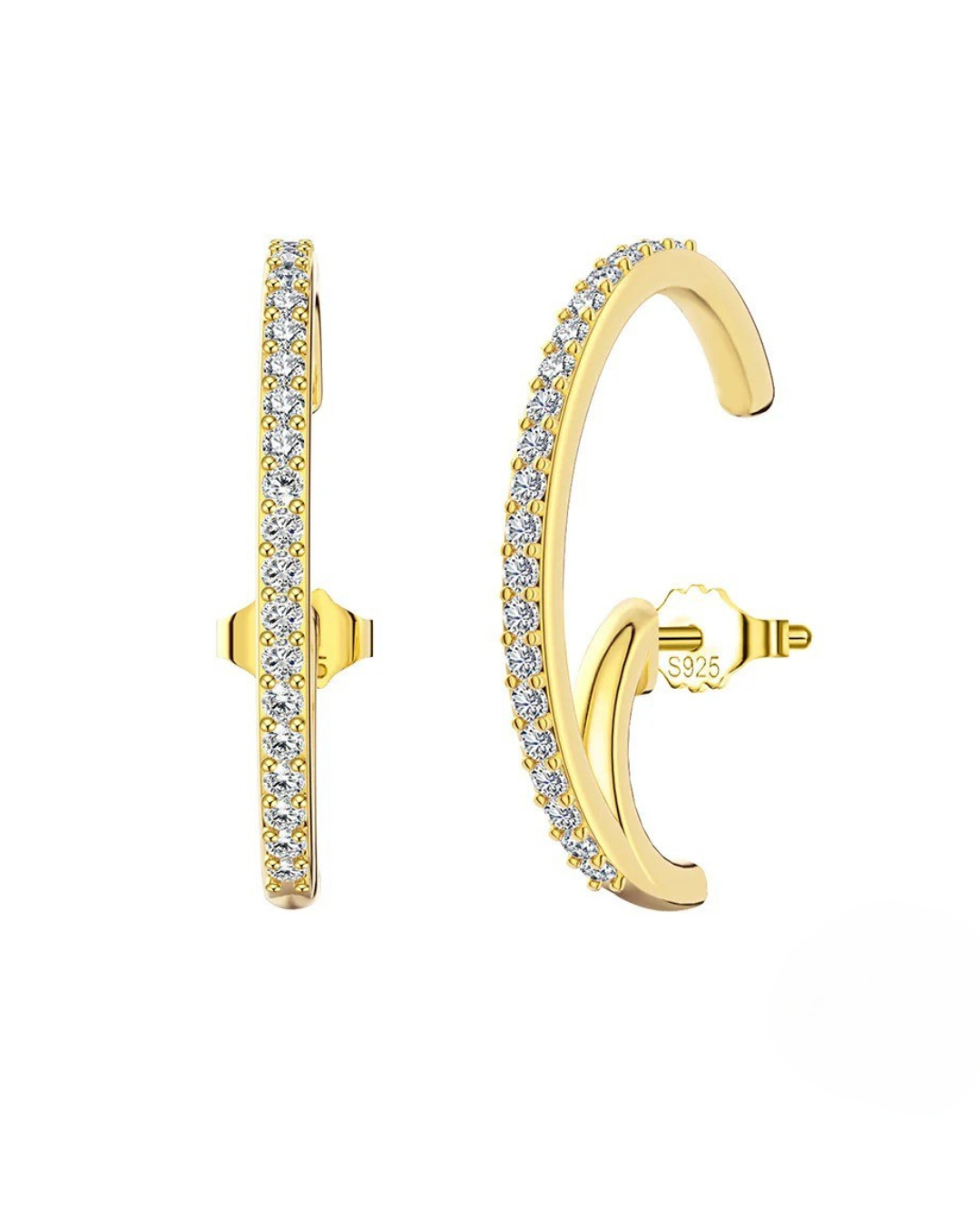 Pendientes Vega Arc Trepadores | Plata de Ley 925 con Baño de Oro de 14K o Platino