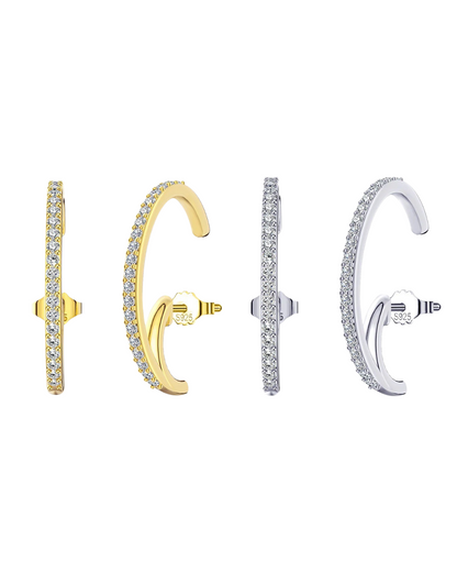 Pendientes Vega Arc Trepadores | Plata de Ley 925 con Baño de Oro de 14K o Platino