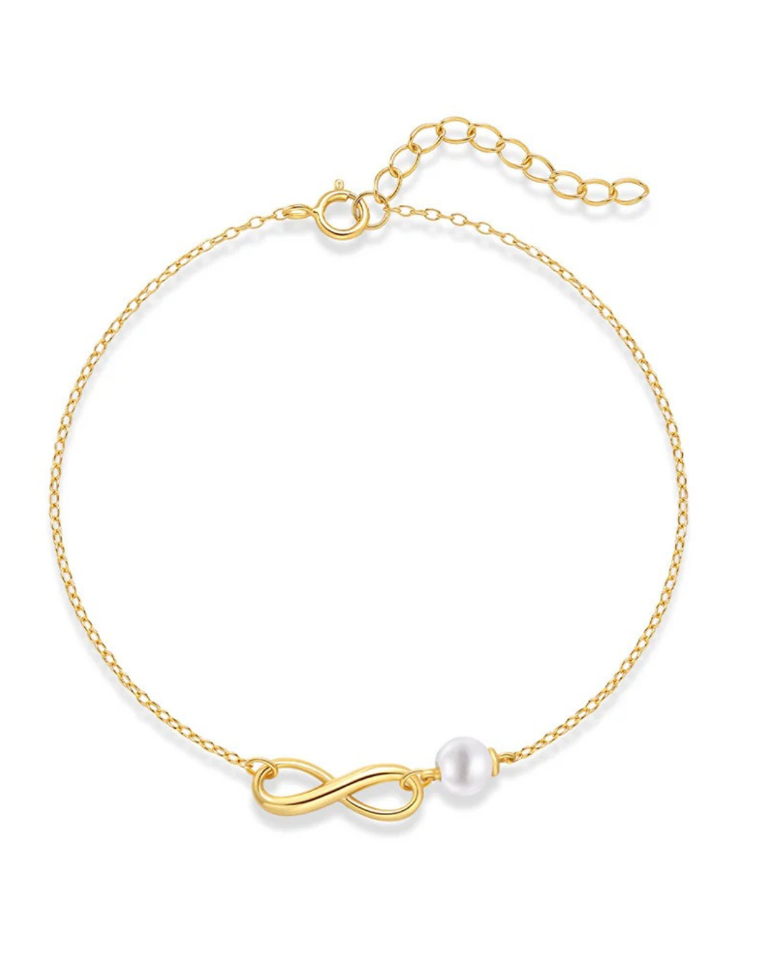 Verona Pearl – Pulsera de perlas y símbolo infinito de plata 925 y oro para mujer | Serenyah