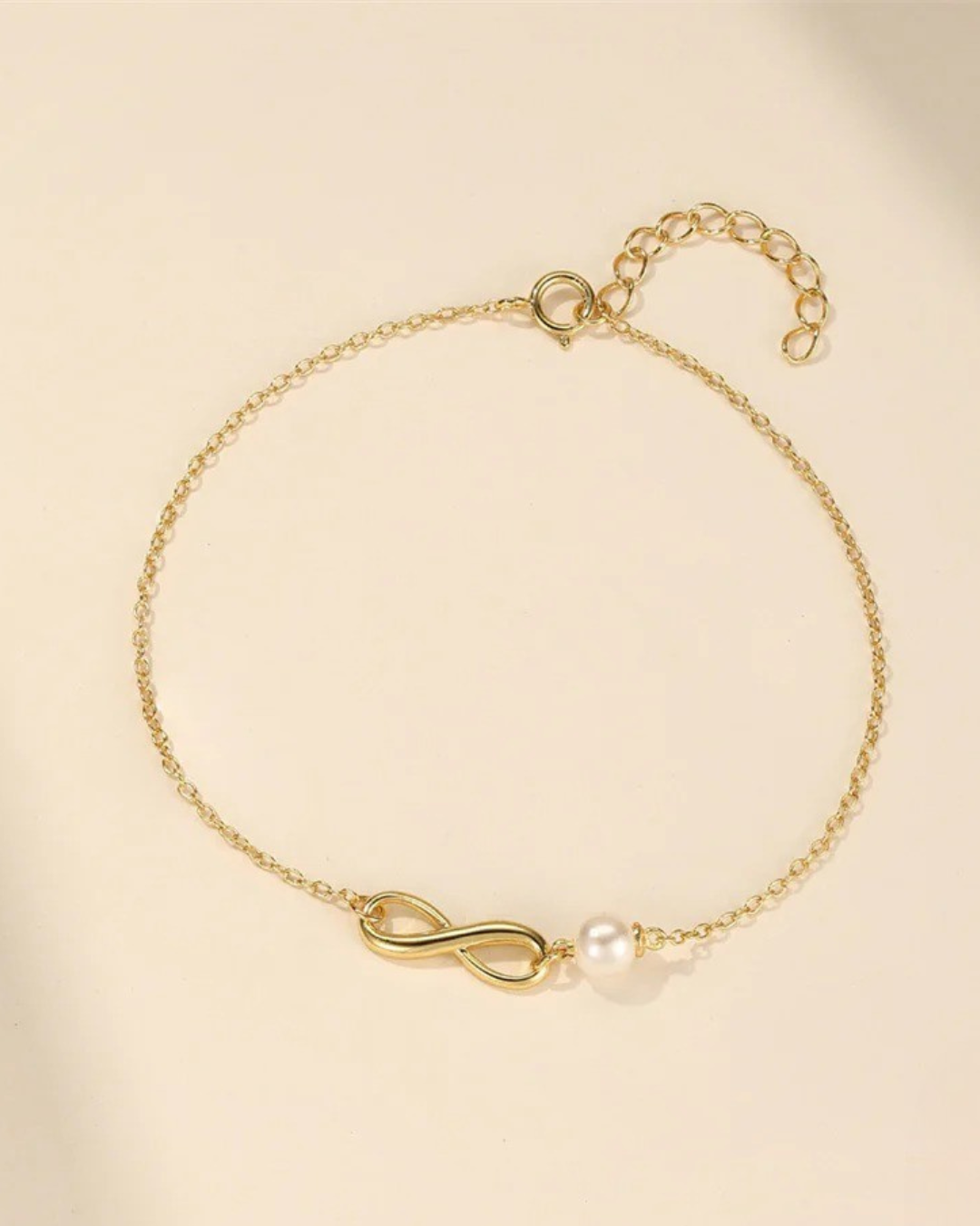 Verona Pearl – Pulsera de perlas y símbolo infinito de plata 925 y oro para mujer | Serenyah