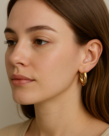 Aretes de Acero Inoxidable Retorcido Vienne Hoops – Serenyah