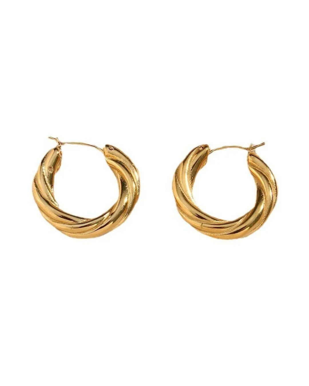Aretes de Acero Inoxidable Retorcido Vienne Hoops – Serenyah