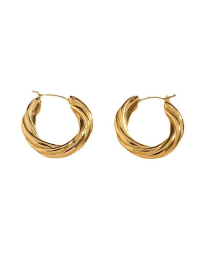 Aretes de Acero Inoxidable Retorcido Vienne Hoops – Serenyah