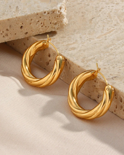 Aretes de Acero Inoxidable Retorcido Vienne Hoops – Serenyah