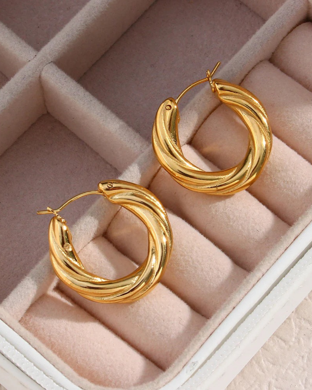 Aretes de Acero Inoxidable Retorcido Vienne Hoops – Serenyah