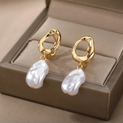 Organic Molten Open Stud Earrings | Gold-Plated Stainless Steel Serenyah