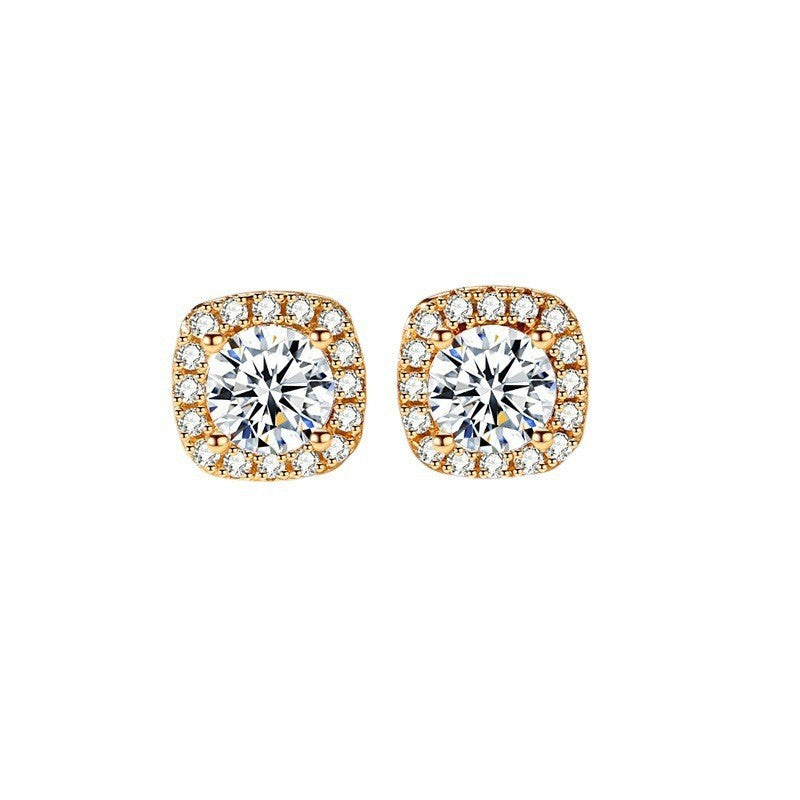 Lustre Trio Cubic Zirconia Earrings | Heart, Square & Round Stud Set – Serenyah