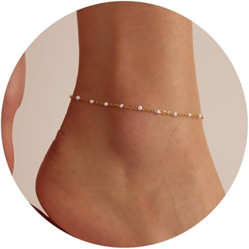 Tobillera Mykonos – Pulsera de tobillo bohemia con cuentas y cadena dorada de Serenyah