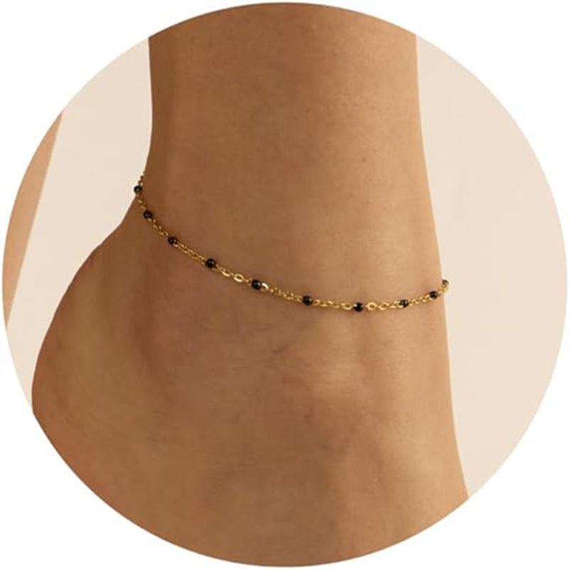 Tobillera Mykonos – Pulsera de tobillo bohemia con cuentas y cadena dorada de Serenyah