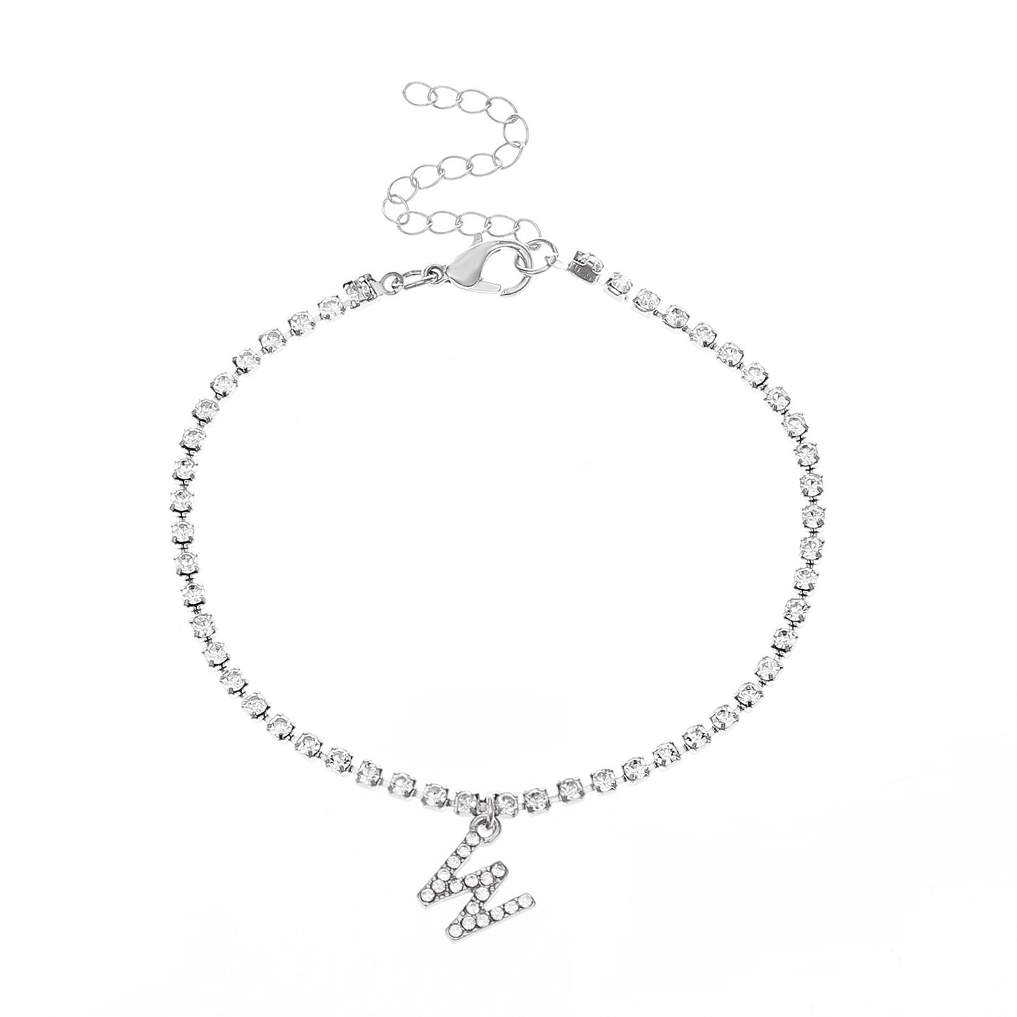 Tobillera con letra inicial y circonitas de Serenyah