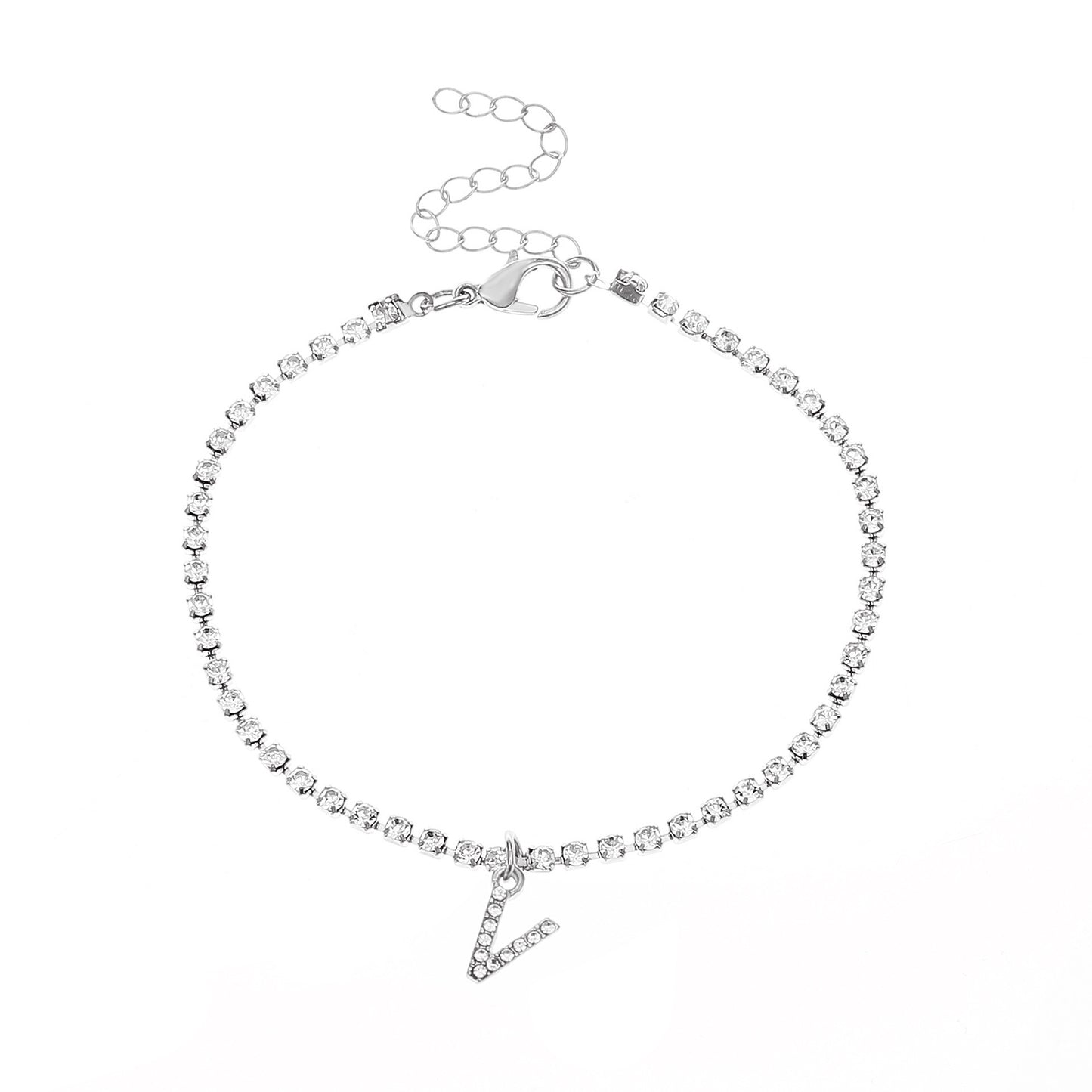 Tobillera con letra inicial y circonitas de Serenyah