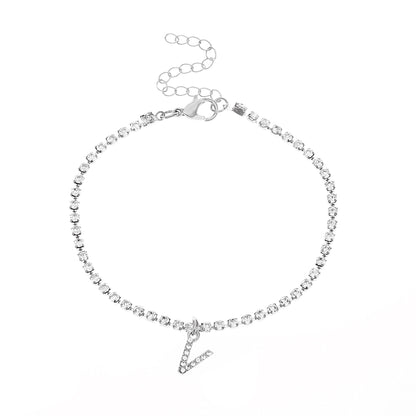 Tobillera con letra inicial y circonitas de Serenyah