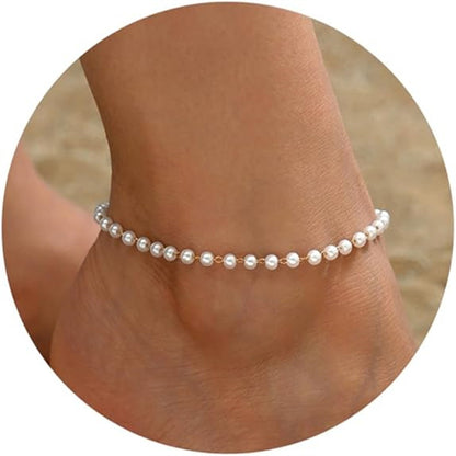 Tobillera Mykonos – Pulsera de tobillo bohemia con cuentas y cadena dorada de Serenyah