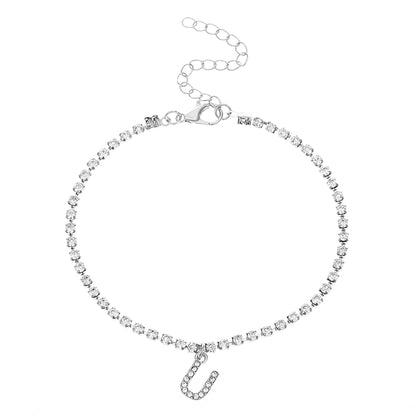 Tobillera con letra inicial y circonitas de Serenyah