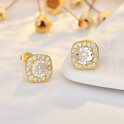 Lustre Trio Cubic Zirconia Earrings | Heart, Square & Round Stud Set – Serenyah