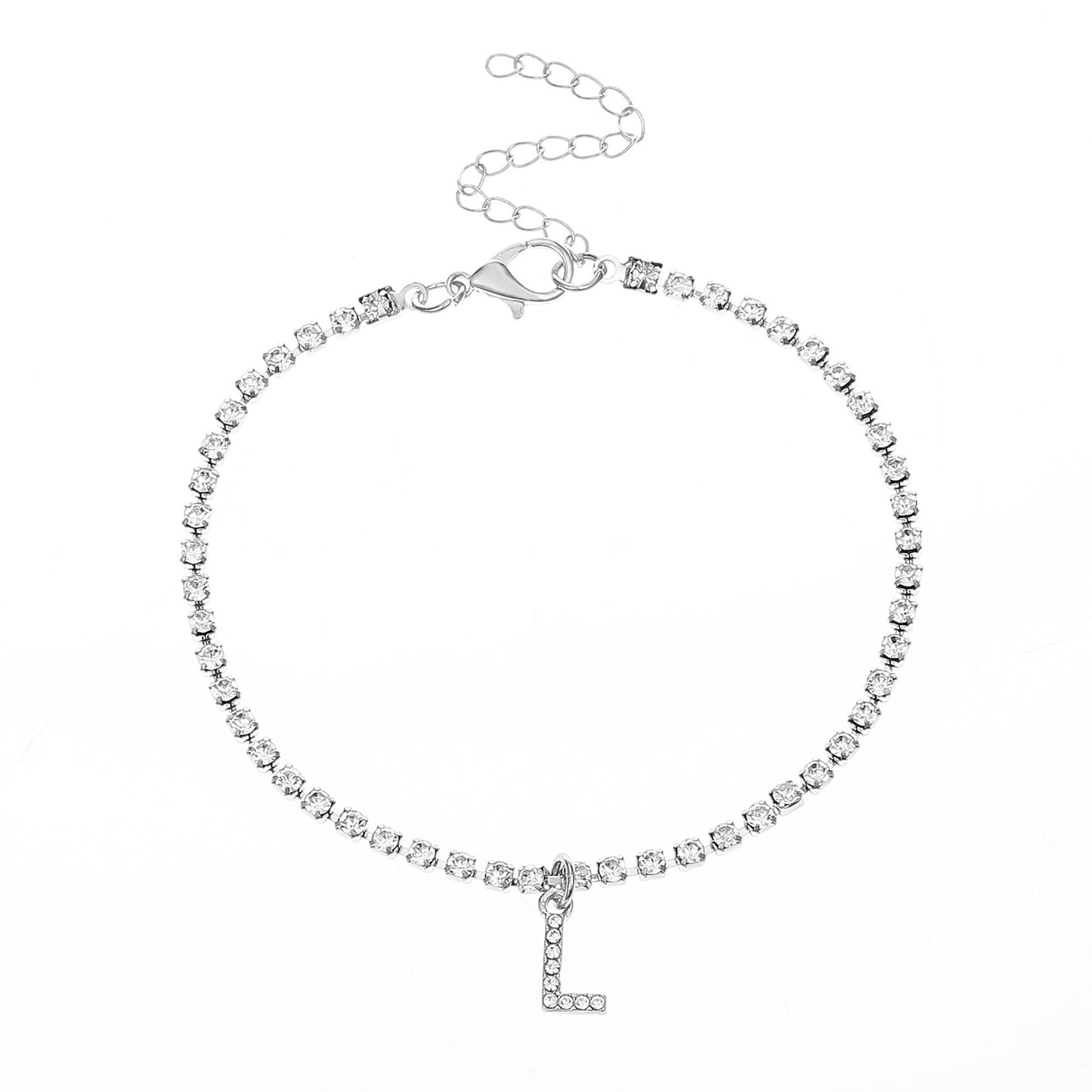 Tobillera con letra inicial y circonitas de Serenyah