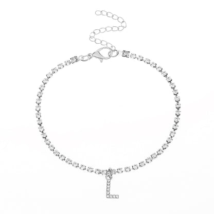 Tobillera con letra inicial y circonitas de Serenyah