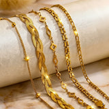 Set of 5 Geometric Bracelets – 18K Gold Plated | Serenyah