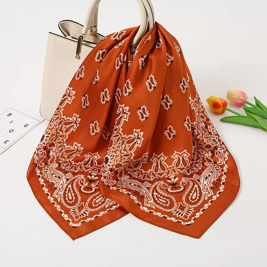 Paisley Silk Scarf in Rust Red